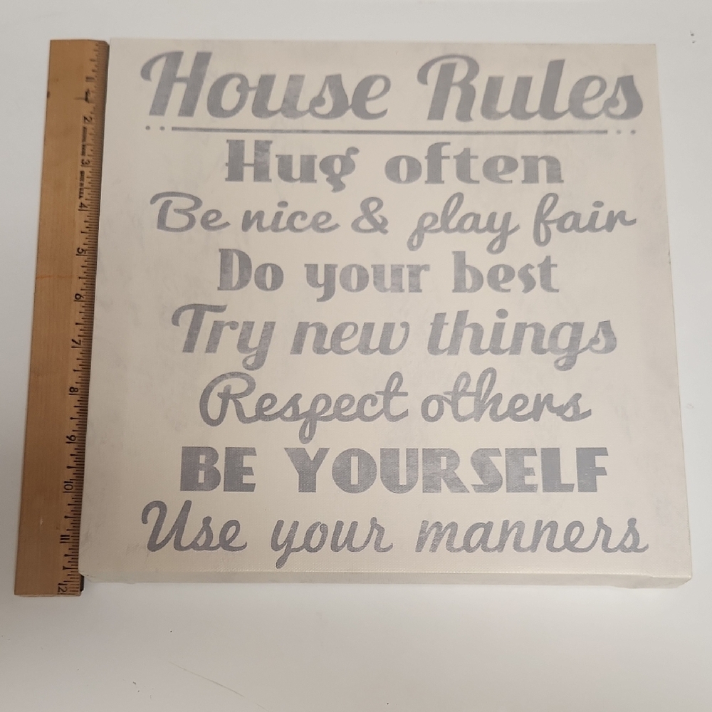 Inspirational Gray and White House Rules Wall Art